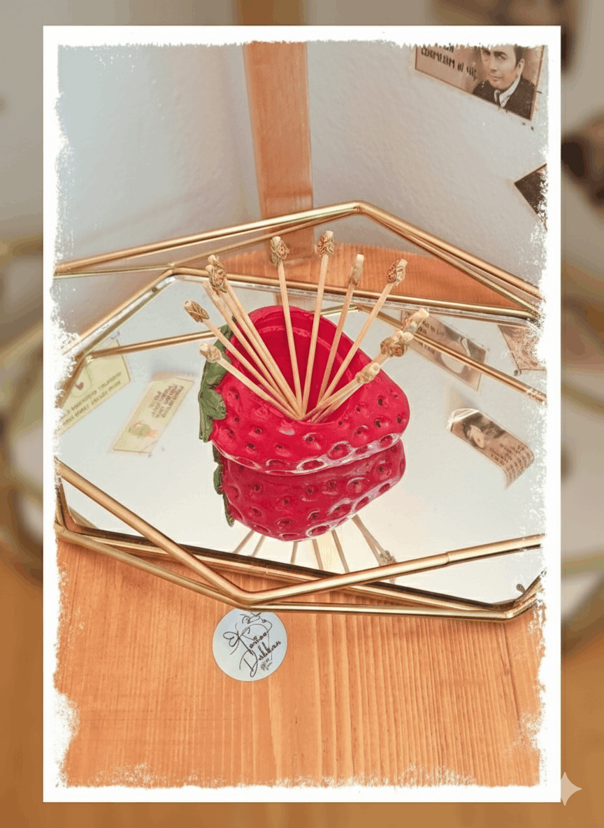 Kırmızı Çilek Saksı ve Mumluk 