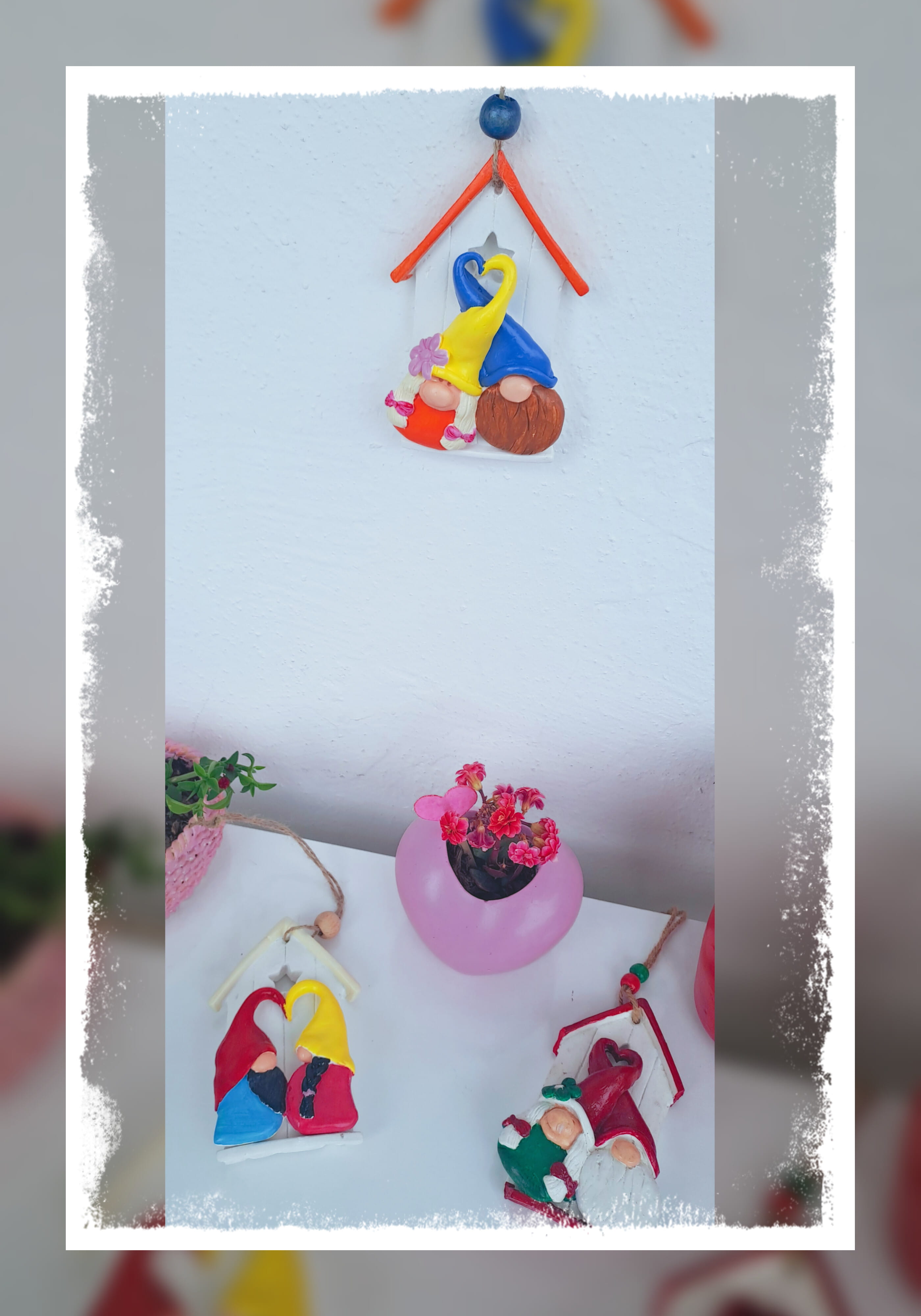  El Yapımı Sevimli Gnome Duvar Süsü 3'lü